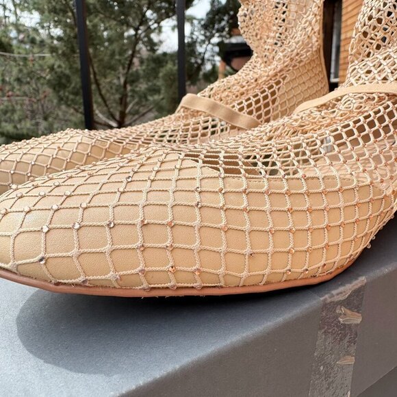 Jeffrey Campbell Magic Hour Mesh Heels Ballet Mary Jane Strap Cream Womens 8.5 - Picture 12 of 15
